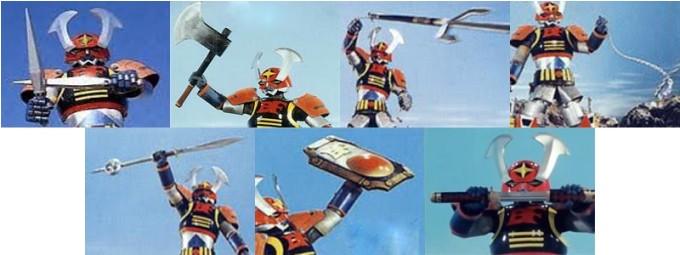 Accessori e armi samurai Battle Fever Robo Popy diecast